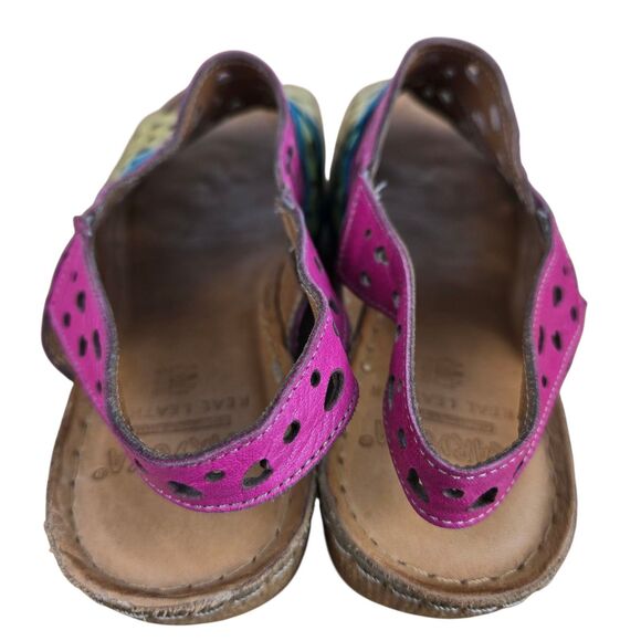 Karyoka Multicolor Cutout Wavy Colorblock Slingback Wedge Sandals 38 US 7.5 - 8 - Picture 10 of 14